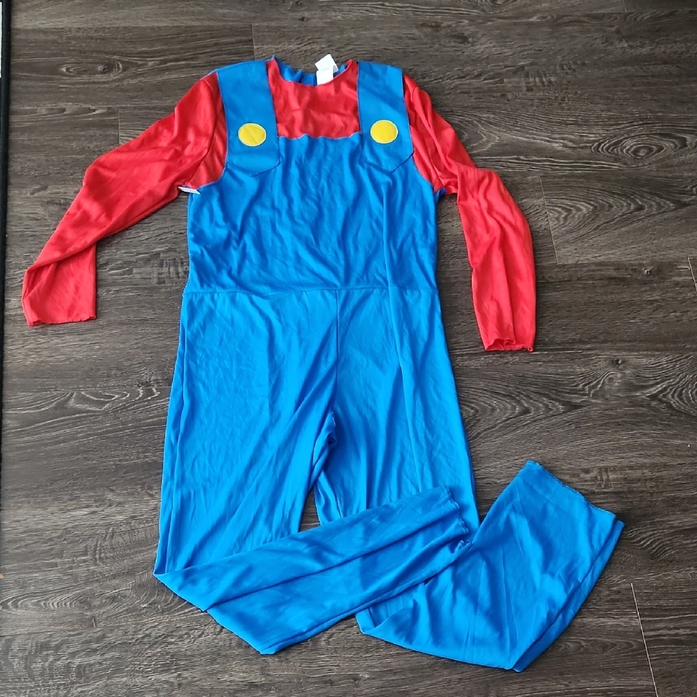 Mens Large Super Mario Halloween Costume Jumpsuit